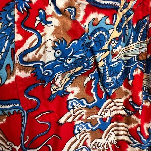 Men’s vintage Batik cotton Asian|Indonesian dragon button down shirt. Size Small - Picture 4 of 9